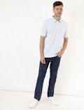 Pure Cotton Self Design Polo Collar T-shirt