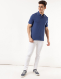 Cotton Mix Plain Polo Collar T-shirt