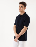 Pure Cotton Self Design Polo Collar T-shirt