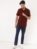 Pure Cotton Self Design Polo Collar T-shirt