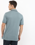 Pure Cotton Striped Polo Neck T-Shirt