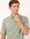 Pure Cotton Self Design Collar Neck T-Shirt