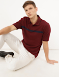 Pure Cotton Self Design Polo Neck T-Shirt