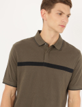 Pure Cotton Self Design Polo Neck T-Shirt