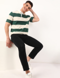 Pure Cotton Colorblock Collar Neck T-Shirt
