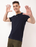 Pure Cotton Plain Mandarin Collar T-shirt