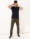 Pure Cotton Plain Mandarin Collar T-shirt