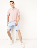 Pure Cotton Textured Polo Collar T-shirt