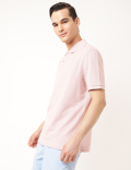 Pure Cotton Textured Polo Collar T-shirt