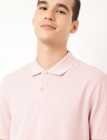 Pure Cotton Textured Polo Collar T-shirt