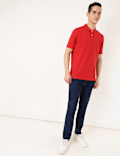 Pure Cotton Textured Polo Collar T-shirt