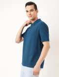 Pure Cotton Textured Polo Collar T-shirt