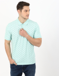 Pure Cotton Printed Polo Neck T-Shirt