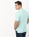 Pure Cotton Printed Polo Neck T-Shirt