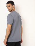 Pure Cotton Self Design Henley Neck T-Shirt