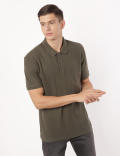 Pure Cotton Plain Polo Collar T-shirt