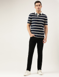 Regular Fit Pure Cotton Stripes Polo Collar Tshirt