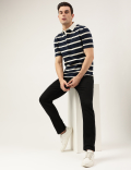 Regular Fit Pure Cotton Stripes Polo Collar Tshirt