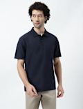 Pure Cotton Knitted Textured Polo T-Shirt