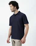 Pure Cotton Knitted Textured Polo T-Shirt
