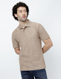 Pure Cotton Knitted Textured Polo T-Shirt