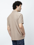 Pure Cotton Knitted Textured Polo T-Shirt