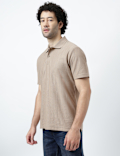 Pure Cotton Knitted Textured Polo T-Shirt