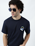 Pure Cotton Crew Neck Embroidered T-Shirt