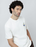 Pure Cotton Crew Neck Embroidered T-Shirt