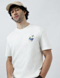 Pure Cotton Crew Neck Embroidered T-Shirt