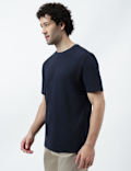 Pure Cotton Textured Crew Neck T-Shirt