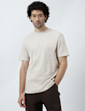 Pure Cotton Textured Crew Neck T-Shirt