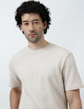 Pure Cotton Textured Crew Neck T-Shirt