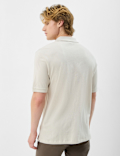 Short Sleeve Popcorn Textured Polo T-Shirt