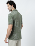 Pure Cotton Tropical Print Polo Shirt