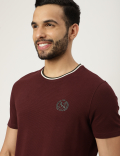 Pure Cotton Textured Crew Neck T-shirt