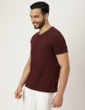 Pure Cotton Textured Crew Neck T-shirt