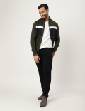 Viscose Mix Colorblock High Neck Jacket