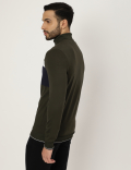 Viscose Mix Colorblock High Neck Jacket