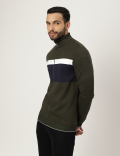 Viscose Mix Colorblock High Neck Jacket