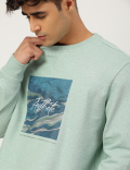Pure Cotton Printed Crew Neck Sweatshirt