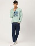 Pure Cotton Printed Crew Neck Sweatshirt