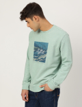 Pure Cotton Printed Crew Neck Sweatshirt