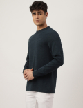 Cotton Mix Ribbed Crew Neck T-shirt