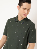Pure Cotton Printed Polo Collar T-shirt