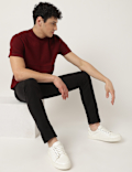 Cotton Mix Ribbed Crew Neck T-Shirt