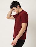 Cotton Mix Ribbed Crew Neck T-Shirt