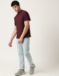 Cotton Mix Ribbed Crew Neck T-Shirt
