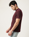 Cotton Mix Ribbed Crew Neck T-Shirt