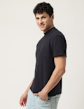 Cotton Mix Ribbed Crew Neck T-Shirt